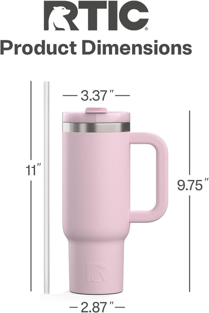 RTIC 30 oz Road Trip Tumbler Double-Walled Ceramic Lined InsulatedStainless Steel Portable Travel Coffee Mug Cup with Lid, Handle and Straw, Periwinkle Bouquet