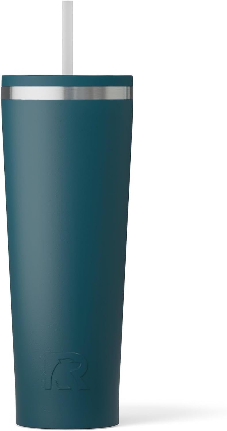 RTIC 20oz Everyday Tumbler Insulated Stainless Steel Portable Travel Coffee Cup with Straw, Ceramic Lining, Spill-Resistant Lid, BPA-Free, Hot and Cold Drink, Beach