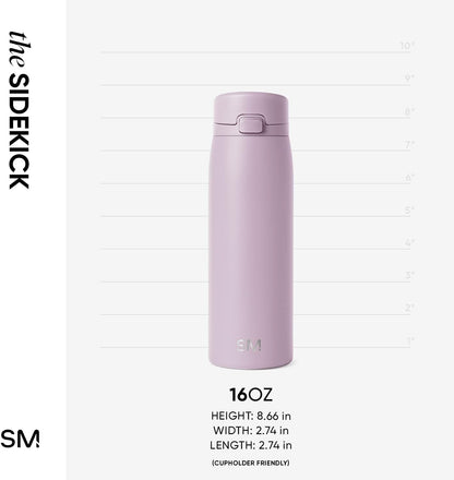 Simple Modern Sidekick Travel Coffee Mug | Ceramic-Lined Insulated Stainless Steel Tumbler | Leak-Proof and Cup Holder Friendly | 16oz, Almond Birch Mix