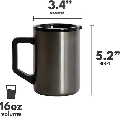 Elemental Insulated Coffee Mug - Triple-Wall Stainless Steel Summit Travel Cup for Hot and Cold Drinks - Thermal Coffee Mug with Lid and Handle for Camping, Office & Travel 16oz - Rainbow Speckle
