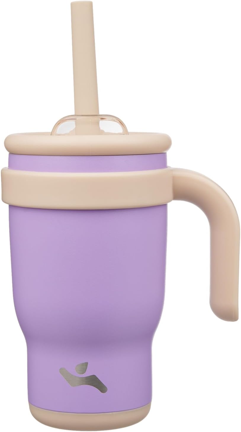 Konokyo 30 oz Tumbler with Side Handle, Insulated Water Bottle with Straw and 2 in 1 Lid, Stainless Steel Cup Travel Coffee Mug for Sports Office Gym,Purple
