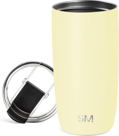 Simple Modern Voyager Tumbler with Flip Lid | Travel Coffee Mug | Insulated Stainless Steel Cold Brew Iced or Hot Coffee Cup | Gifts for Women Men Her Him | 16oz, Almond Birch