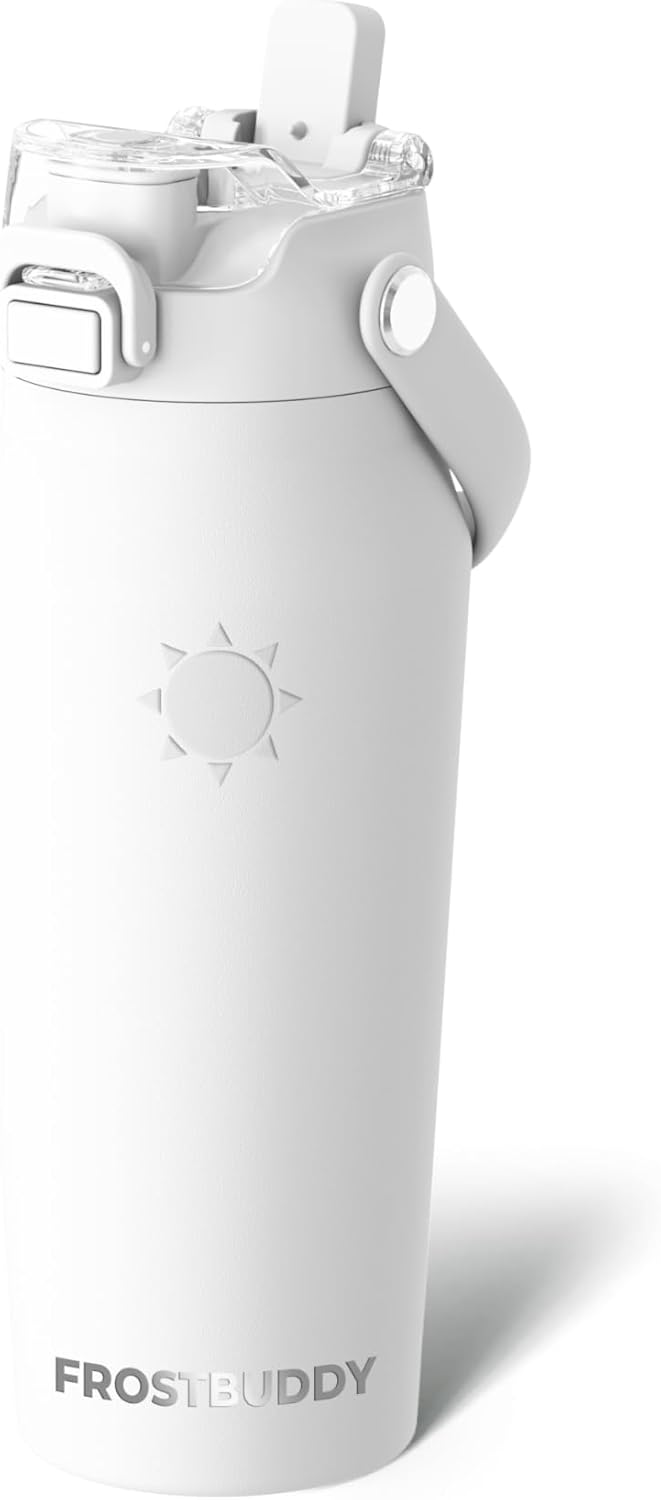 Frost Buddy 24oz Insulated Water Bottle with Straw & Chug Lid | Leak-Proof Stainless Steel | 24-Hours Cold | Sweat-Proof, Cup Holder Friendly | Ideal for Gym, Travel, Sports & Everyday Hydration - Colors A