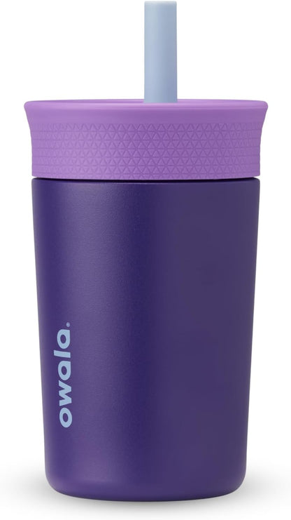 Owala Kids BPA-Free Plastic Tumbler with Spill Resistant Flexible Straw, Easy to Clean, Kids Water Bottle, Great for Travel, Dishwasher Safe, 15 Oz, Skate Park