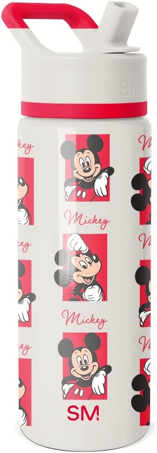 Simple Modern Disney Minnie Mouse Kids Water Bottle with Straw Lid | 14oz Insulated Stainless Steel Kids Tumbler & Spill Proof Toddler Cup for School, Girls, Boys | Summit | Minnie Mouse Fun - Colors B