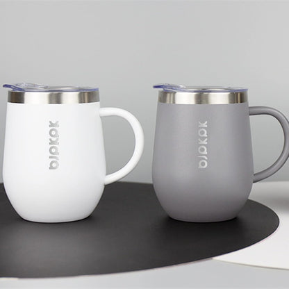 BJPKPK 2 pcs Insulated Coffee Mug, 14oz Insulated Tumbler with Lid, Stainless Steel Coffee Cups with Splash Proof Lid-White