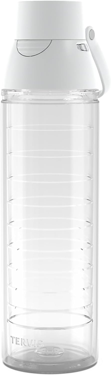 Tervis Clear & Colorful Lidded Made in USA Double Walled Insulated Tumbler Travel Cup Keeps Drinks Cold & Hot, 24oz, Black Lid, 1 Count (Pack of 1)