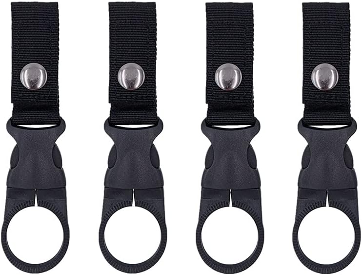 4PCS Bottle Clip Hanging Portable Water Bottle Ring Holder Keychain Mineral Water Bottle Clip for Backpack Belt Nylon Webbing Strap for Outdoor Tactical Camping Hiking