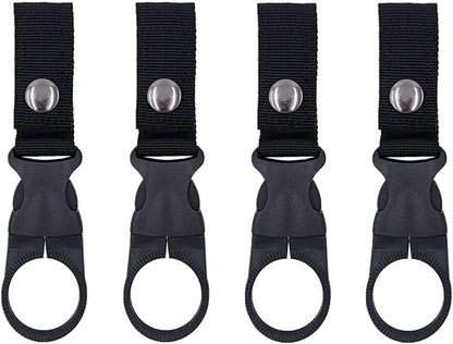 4PCS Bottle Clip Hanging Portable Water Bottle Ring Holder Keychain Mineral Water Bottle Clip for Backpack Belt Nylon Webbing Strap for Outdoor Tactical Camping Hiking