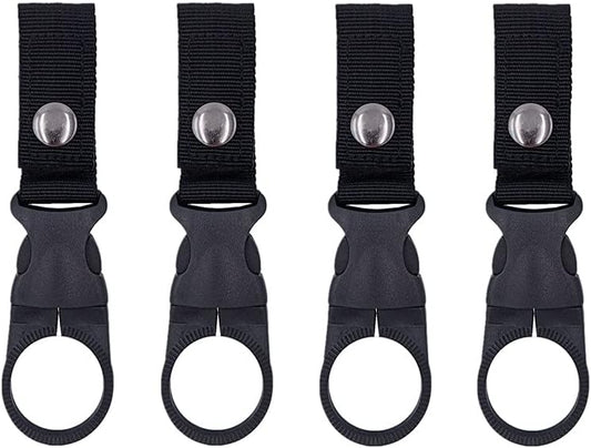 4PCS Bottle Clip Hanging Portable Water Bottle Ring Holder Keychain Mineral Water Bottle Clip for Backpack Belt Nylon Webbing Strap for Outdoor Tactical Camping Hiking