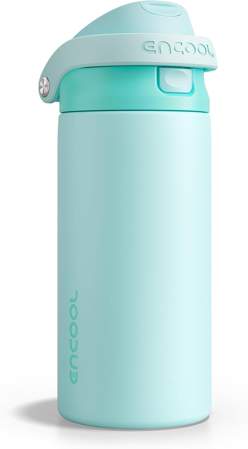 ENCOOL Leakproof Insulated Water Bottle with Straw Dual-Sip Water Bottle Bag-Safe Design for Work, Commute & Gym – Keeps Drinks Cold All Day, 24 oz, Lemonade Pink - Colors B