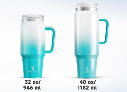 Meoky 32 oz Tumbler with Handle, Insulated Tumbler with Lid and Straw, Stainless Steel Travel Mug, Keeps Cold for 24 Hours, 100% Leak Proof, Fits in Car Cup Holder (Night)