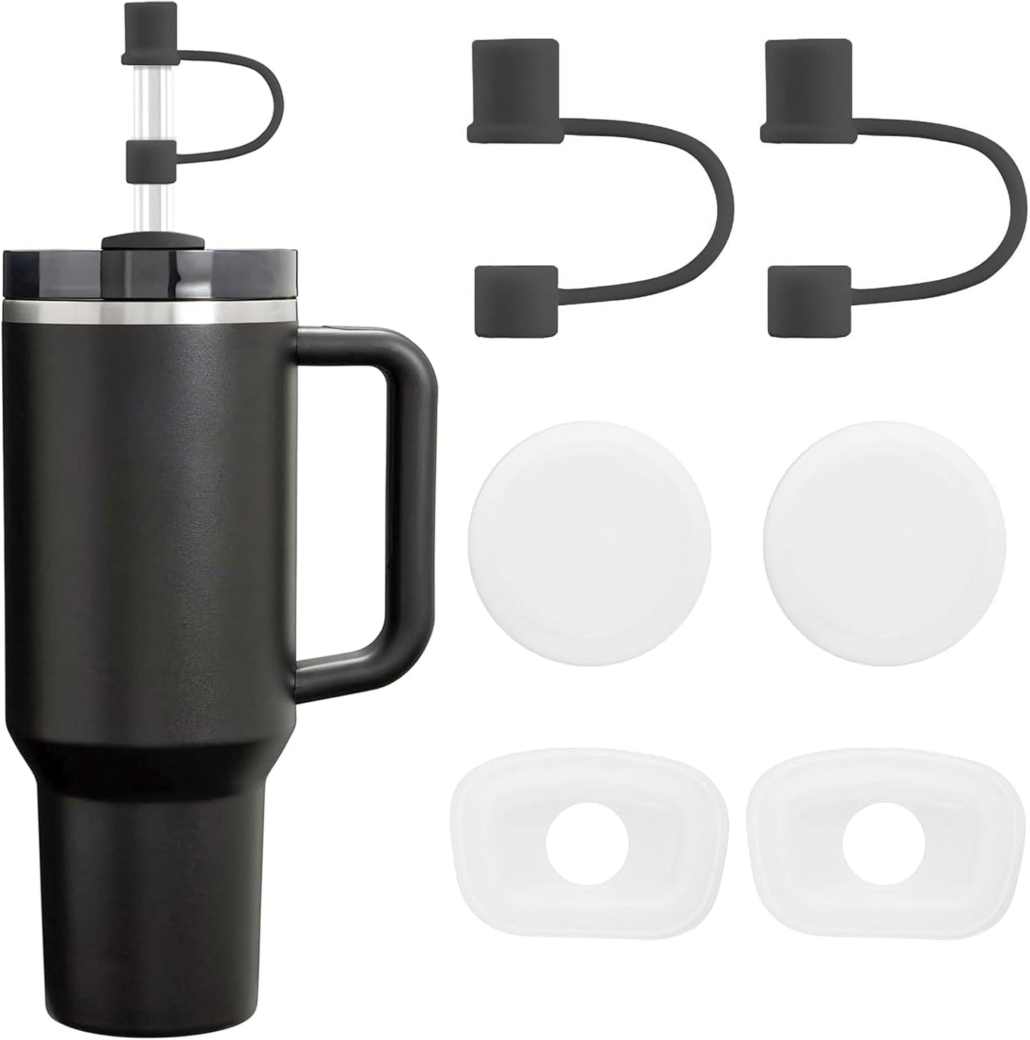 MOLOSLEEVE 21 Colors Straw Toppers Include A Set of Leak-proof Plugs, for Stanley Straw Covers Cap for Stanley Cup 2.0 30oz, 40oz, Silicone, Dust-Proof （Clear）