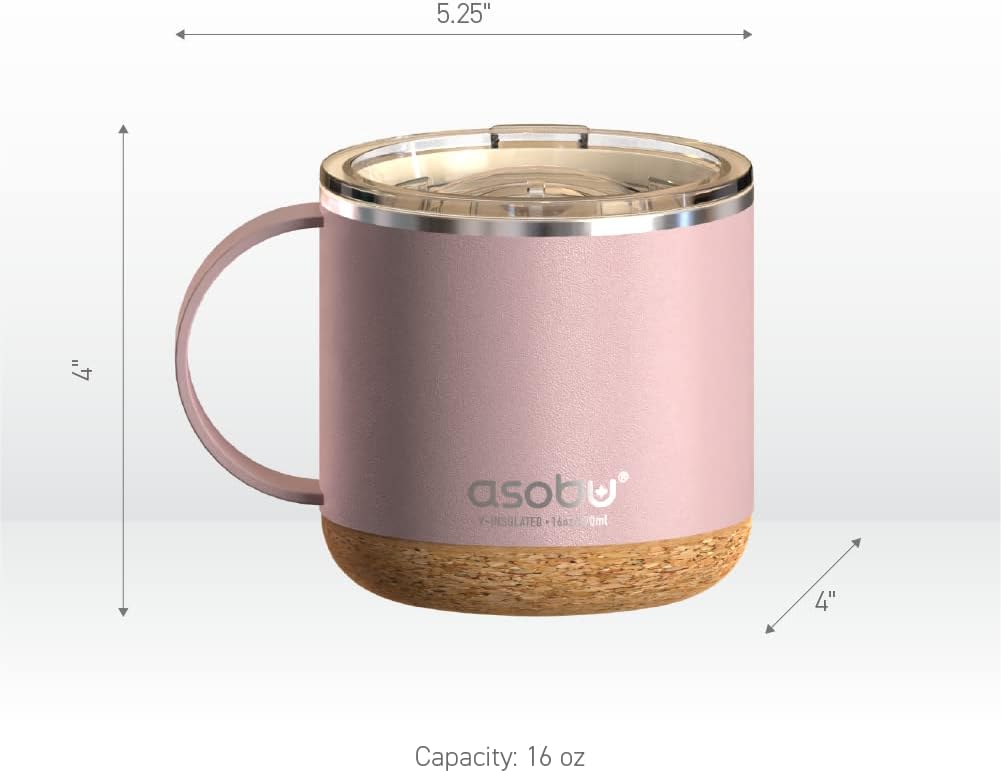 asobu Ultimate Ceramic Travel Mug, 12oz Insulated Stainless Steel Coffee Cup with Handle & Splash-Resistant Lid, Ceramic Lined for Pure Taste, BPA-Free, Double-Wall Vacuum for Hot Drinks
