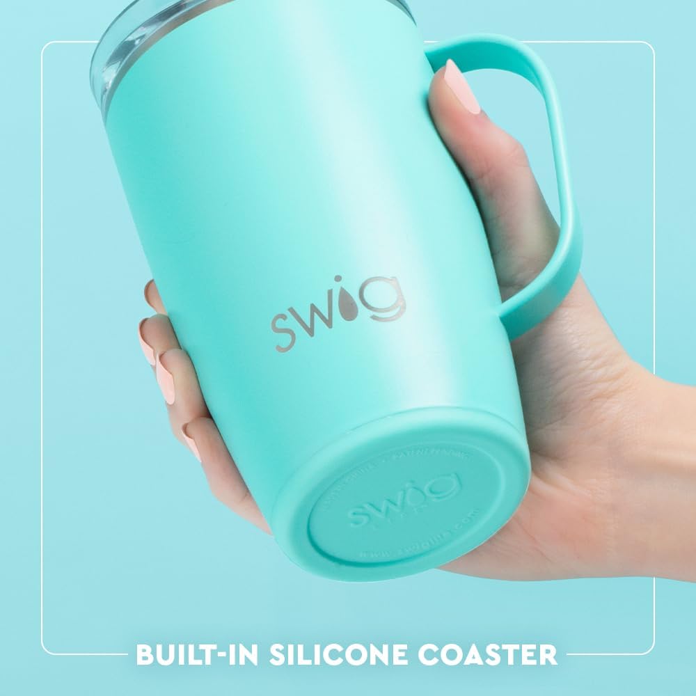 Swig Life 18oz Travel Mug, Insulated Tumbler with Handle and Lid, Cup Holder Friendly, Dishwasher Safe, Stainless Steel, Travel Coffee Cup (Honey Meadow)