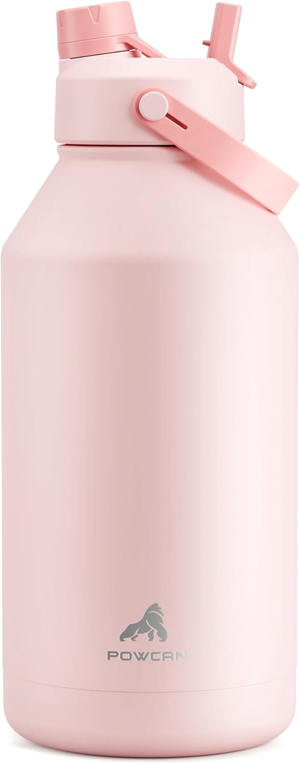 POWCAN 26 oz Insulated Water Bottle with 2-in-1 Straw and Spout Lid, Keep Cold 24H, Leak-Proof, Fits in Car Cup Holder, Stainless Steel Water Bottle for Sports, Travel, and School (Mint)