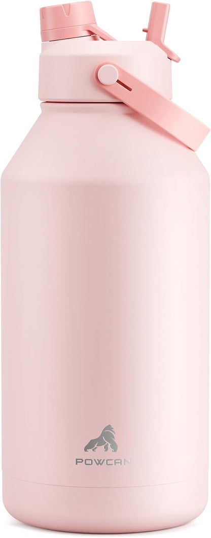 POWCAN 26 oz Insulated Water Bottle with 2-in-1 Straw and Spout Lid, Keep Cold 24H, Leak-Proof, Fits in Car Cup Holder, Stainless Steel Water Bottle for Sports, Travel, and School (Mint)