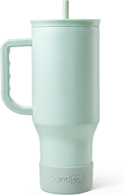 Floral Tumbler with Handle 40oz, Stainless Steel Insulated Tumblers Coffee Travel Mug Cup with Straw, Flower Coffee Cup Gifts for Women Girls, Gift for Her on Christmas Birthday Mothers Day