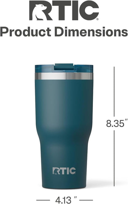 RTIC 20oz Essential Tumbler with Lid, Ceramic Lined, Insulated, Stainless Steel, Metal, Double Wall Vacuum-Insulation, Travel Cup for Iced Coffee, Tea, Hot and Cold Drink, Graphite