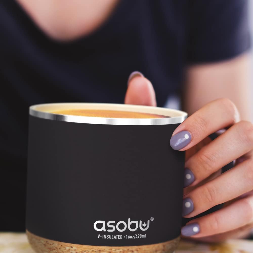 asobu Ultimate Ceramic Travel Mug, 12oz Insulated Stainless Steel Coffee Cup with Handle & Splash-Resistant Lid, Ceramic Lined for Pure Taste, BPA-Free, Double-Wall Vacuum for Hot Drinks