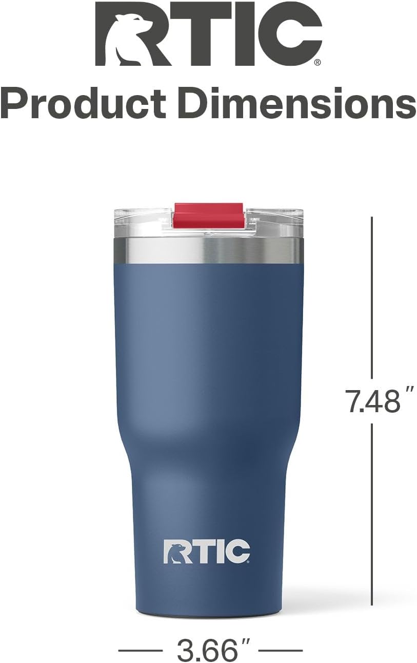 RTIC 20oz Essential Tumbler with Lid, Ceramic Lined, Insulated, Stainless Steel, Metal, Double Wall Vacuum-Insulation, Travel Cup for Iced Coffee, Tea, Hot and Cold Drink, Graphite