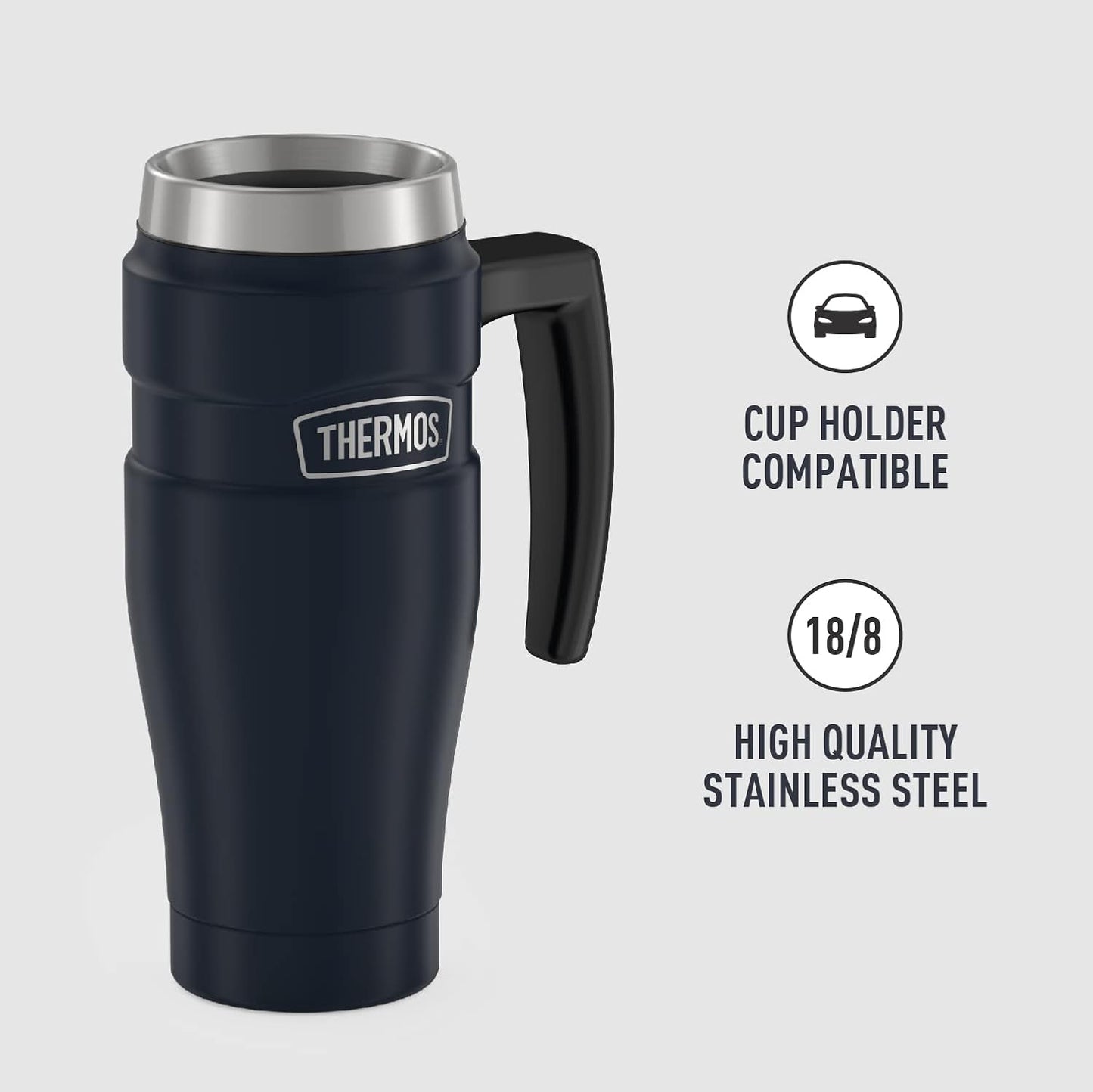 THERMOS Stainless King Vacuum-Insulated Stainless Steel Tumbler - 16oz, Midnight Blue - Insulated Coffee Tumbler for Hot & Cold Drinks - Leak-Proof & Sweat-Proof for Commuting & Traveling