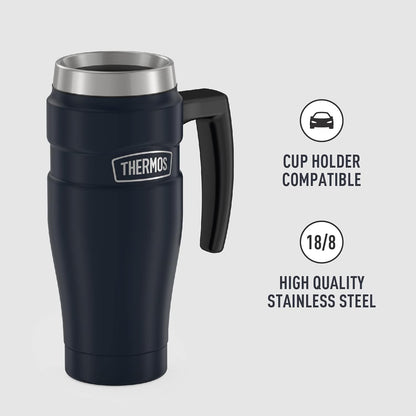 THERMOS Stainless King Vacuum-Insulated Stainless Steel Tumbler - 16oz, Midnight Blue - Insulated Coffee Tumbler for Hot & Cold Drinks - Leak-Proof & Sweat-Proof for Commuting & Traveling