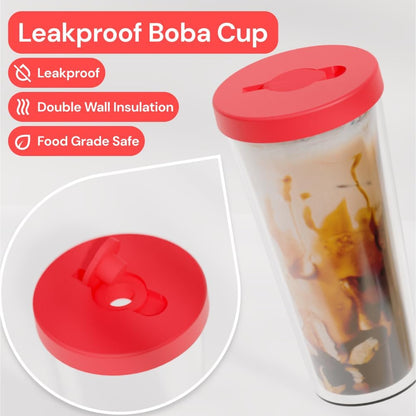 Dodoko Reusable Boba Cup and Straw Boba Tea Cup Bubble Tea Cup Reusable Iced Coffee Cup Cold Coffee Cup Smoothie Cup with Lid and Straw Smoothie Cup to go Smoothie Tumbler 17 oz - Sage Green
