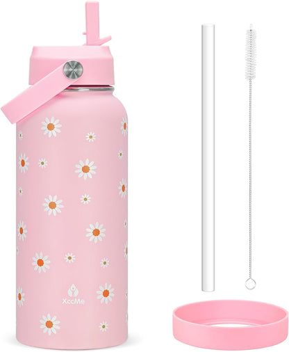 32oz Pickleball Insulated Water Bottle with Lid,Stainless Steel Water Bottl with Flip Straw and Handle,Gifts for Pickleball Players, Pickleball Lovers,Women Girls,Leak Proof Water Bottle
