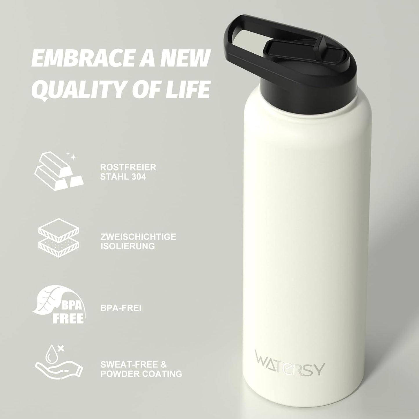 40oz Insulated Water Bottle (Cold for 48 Hrs),BPA Free&Leak Proof,Stainless Steel Water Flask,Water Jug with Straw Spout Lids for Gym,Hiking,Travel,Black Blue
