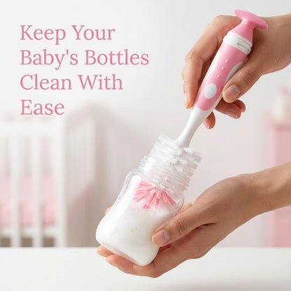 Ariseno 5-in-1 Baby Bottle Cleaner Set, Including Nylon & Silicone Bottle Brush, Cap, Straw & Nipple Brushes, BPA-Free (Grey)