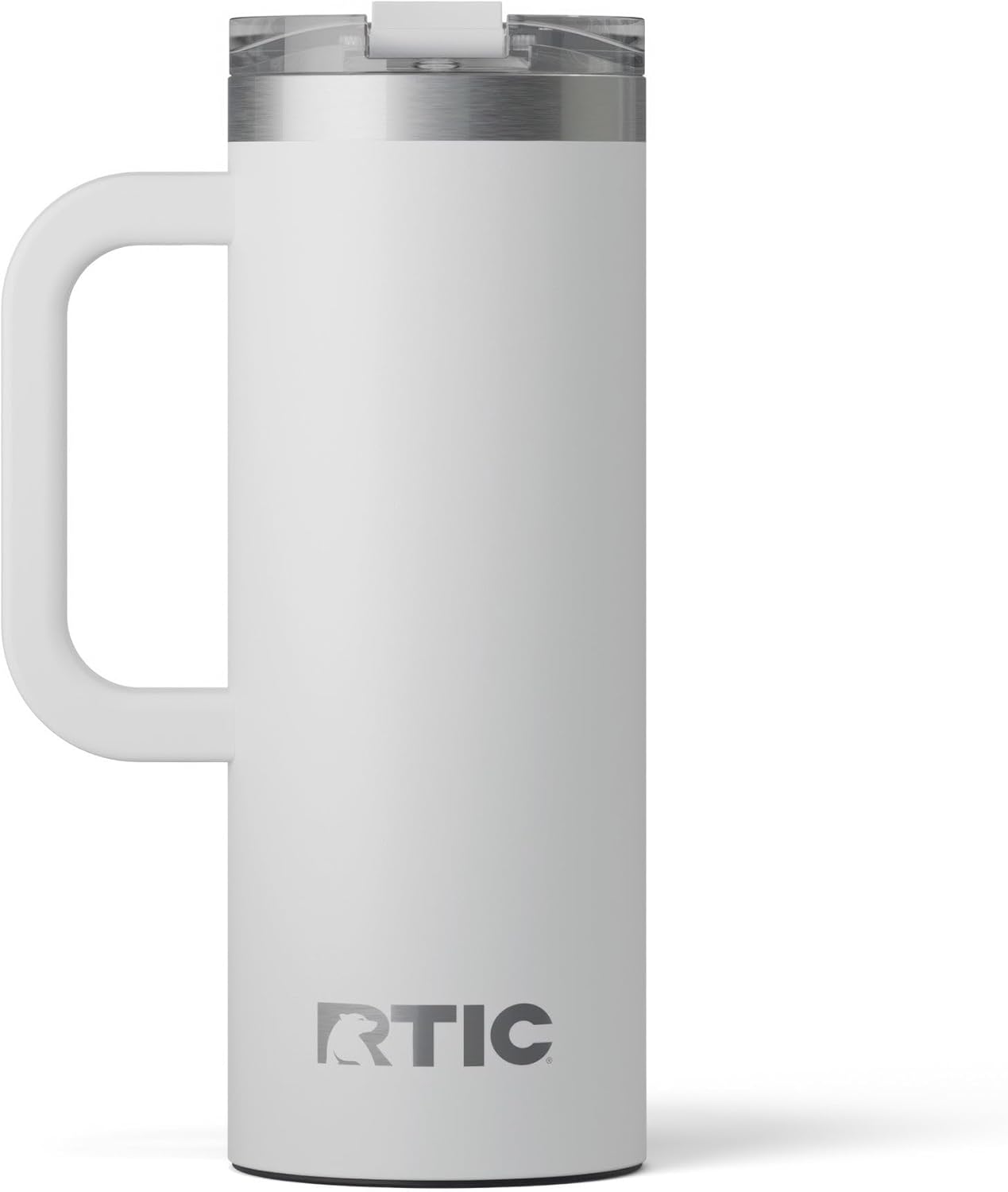 RTIC 20oz Road Trip Travel Mug with Lid and Handle, Ceramic Lined, Insulated, Stainless Steel, Metal, Double Wall Vacuum-Insulation, Portable Coffee, Tea Cup for Hot and Cold Drink, Black