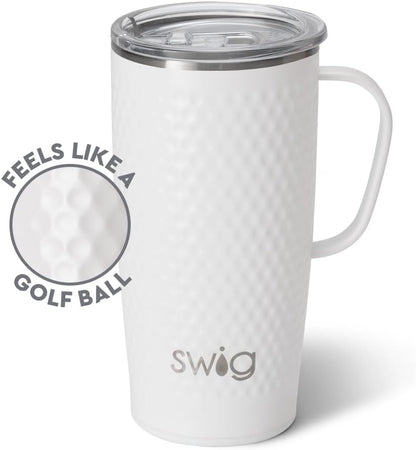 Swig Life 18oz Travel Mug, Insulated Tumbler with Handle and Lid, Cup Holder Friendly, Dishwasher Safe, Stainless Steel, Travel Coffee Cup (Honey Meadow)