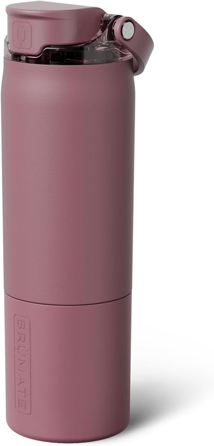 BrüMate Rise 25oz Water Bottle With 100% Leakproof Covered Silicone Straw | Insulated Stainless Steel Water Bottle | Cup-Holder Friendly | Fast Flow | Soft Sip Silicone Spout | BPA-Free (Rose Taupe)