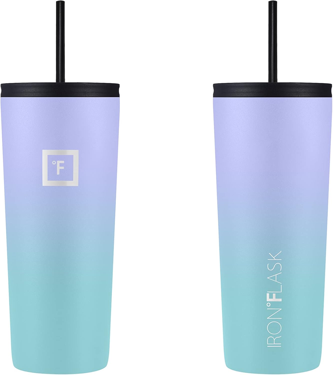 IRON °FLASK Classic Tumbler - Vacuum Insulated Stainless Steel Water Bottle, Double Walled, Drinking Cup, Insulated Travel Mug (Cobalt, 24 oz Solid Lid)