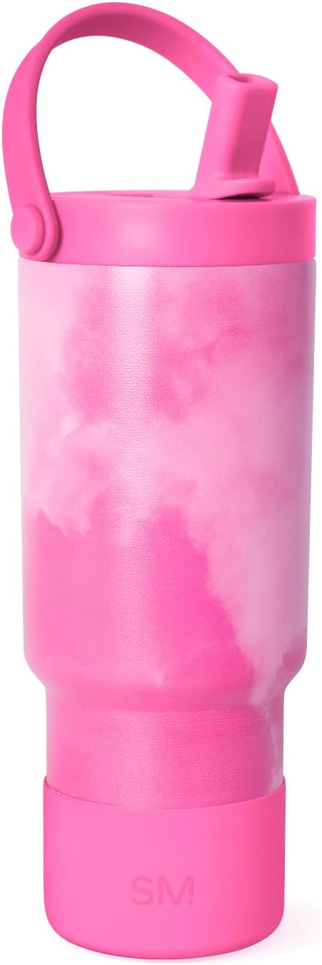 Simple Modern Trek Pivot | 24oz Kids Flip Straw Tumbler with Handle and Silicone Boot | Insulated Water Bottle Stainless Steel Cup | School Travel Jug | Seaside