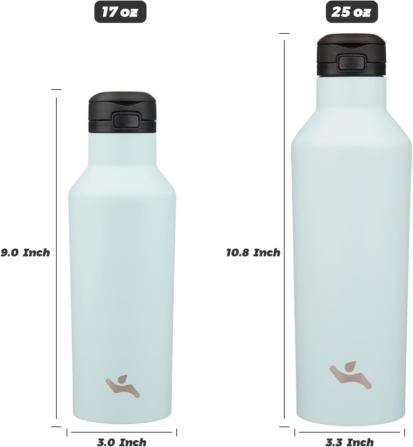 Konokyo Insulated Water Bottle with Straw,25 OZ Double Wall Vacuum Stainless Steel Water Flask with 2 Lids,Black