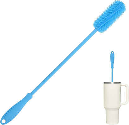 Silicone Bottle Cleaning Brush with Long Handle, 12.5" Water Bottle Cleaner for Baby Bottles, Hydro Flask, Sports Bottle, Vase, Glassware, Perfect for Smaller Diameter Bottle Openings (One Pack)