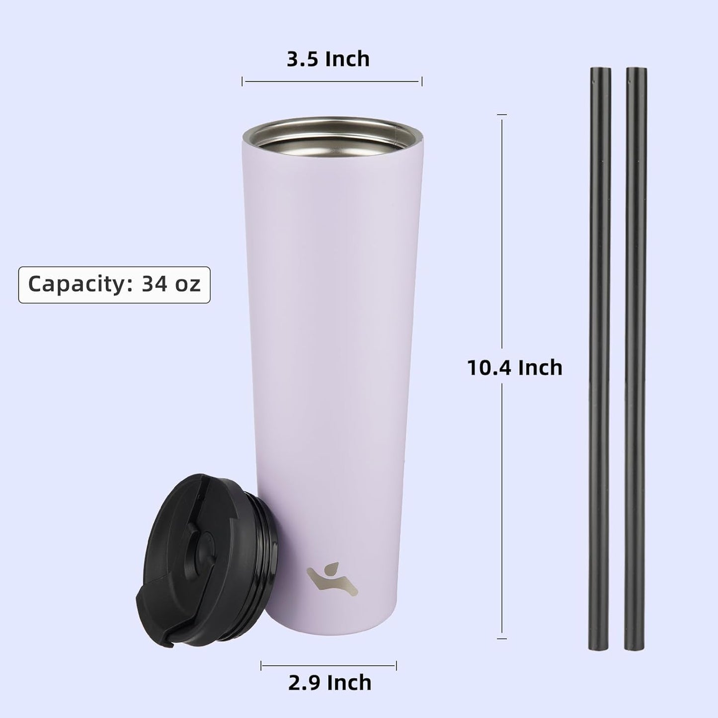 Konokyo 30 OZ Insulated Tumbler with Lid and 2 Straws Stainless Steel Water Bottle Vacuum Travel Mug Coffee Cup,Pastel Sunset