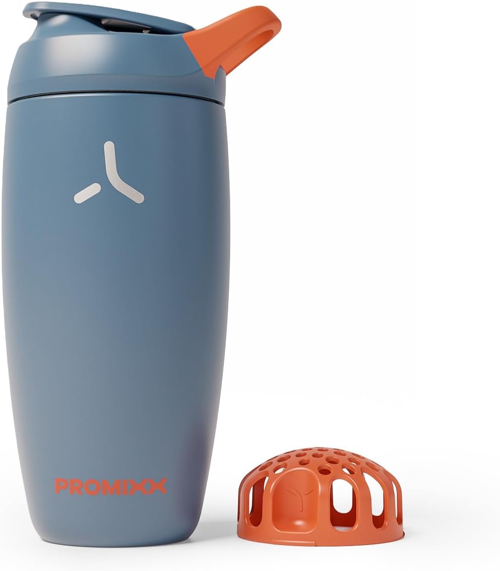 Promixx Pursuit Insulated Shaker Bottle – 18oz Double-Wall Stainless Steel Protein Mixer with Snap-Fit Agitator for Smooth Ice-Cold Shakes – Leak-Proof Gym Shaker Cup for Fitness – Midnight Blue