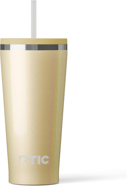 RTIC 20oz Everyday Tumbler Insulated Stainless Steel Portable Travel Coffee Cup with Straw, Ceramic Lining, Spill-Resistant Lid, BPA-Free, Hot and Cold Drink, Beach
