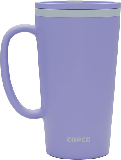 Copco Cone Desk Mug, 16 oz - Double Wall Insulated Coffee Mug with Twist-Off Lid, Handle & Slide Tab - Travel-Friendly Cup for Hot or Cold Drinks, BPA-Free, Microwave & Dishwasher Safe (Brown)