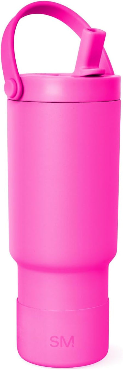 Simple Modern Trek Pivot | 24oz Kids Flip Straw Tumbler with Handle and Silicone Boot | Insulated Water Bottle Stainless Steel Cup | School Travel Jug | Seaside
