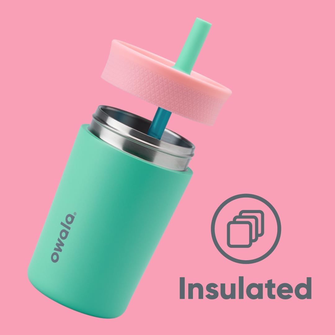 Owala Kids BPA-Free Plastic Tumbler with Spill Resistant Flexible Straw, Easy to Clean, Kids Water Bottle, Great for Travel, Dishwasher Safe, 15 Oz, Skate Park