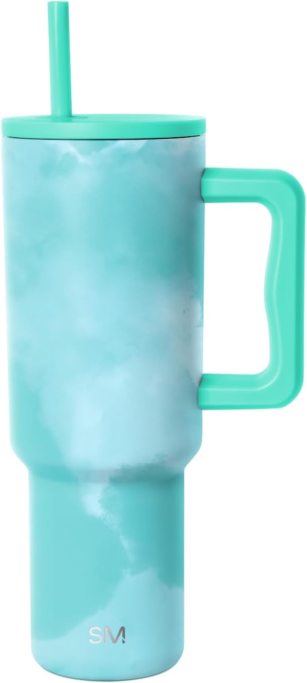 Simple Modern 40 oz Trek Tumbler with Handle and Straw Lid | Cup Holder Friendly Insulated Stainless Steel Travel Mug | Sea Glass Sage - Colors A