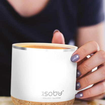 asobu Ultimate Ceramic Travel Mug, 12oz Insulated Stainless Steel Coffee Cup with Handle & Splash-Resistant Lid, Ceramic Lined for Pure Taste, BPA-Free, Double-Wall Vacuum for Hot Drinks
