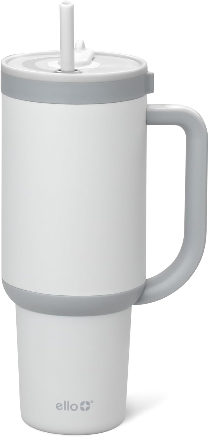 Ello Oasis 40 oz Tumbler with Handle & Retracting Straw | Reusable Insulated Stainless Steel Cup 100% Leakproof, Gifts for Teens Women Men | Keeps cold for 24 Hours, Cup Holder Friendly, Daisies