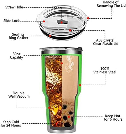 D·S 30oz Blue Tumbler Stainless Steel Double Wall Vacuum Insulated Mug with Straw and Lid, Cleaning Brush for Cold and Hot Beverages