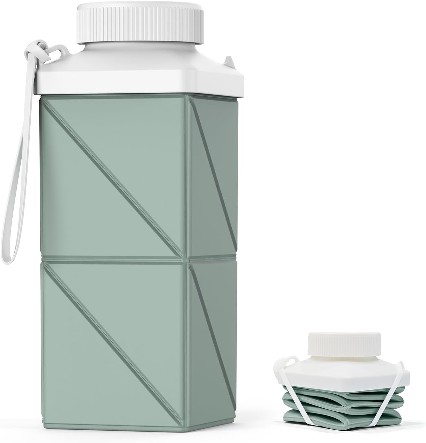Collapsible Water Bottles 17.4oz(516ML), 2nd Generation Leakproof BPA-Free Travel Water Bottle,Lightweight Reusable Water bottle, Portable for Travel Cycling Gym Sports,Champagne White, 1 Pack