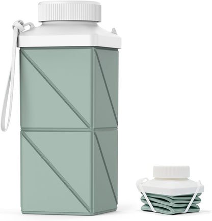 Collapsible Water Bottles 17.4oz(516ML), 2nd Generation Leakproof BPA-Free Travel Water Bottle,Lightweight Reusable Water bottle, Portable for Travel Cycling Gym Sports,Champagne White, 1 Pack